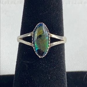 Sterling Silver Blue Green Abalone Ring Size 6